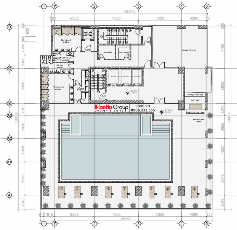 Thiết kế bể bơi khách sạn Hương Lan: Bên cạnh thẩm mỹ là bài toán về 420 tấn nước trên đỉnh của tòa nhà 10 tầng 15